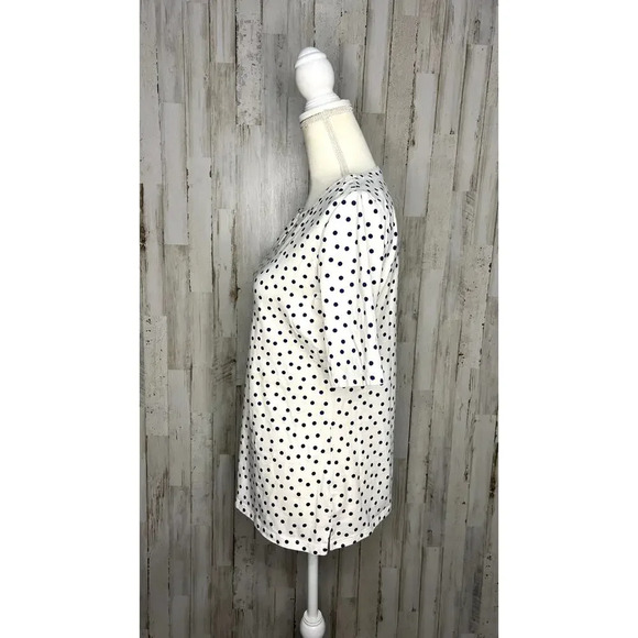Talbots Women's Polka Dot V-Neck 3/4 Sleeve Tee White/Purple Size Small - Picture 5 of 6